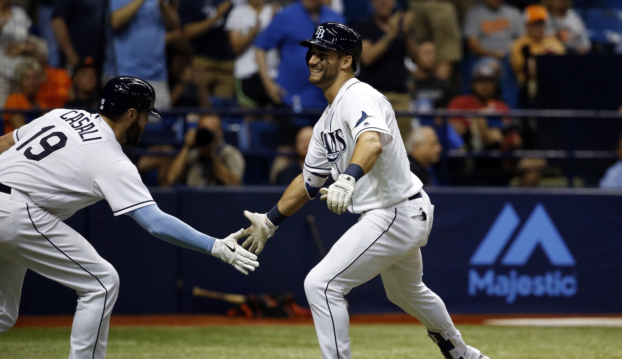 St. Petersburg, FL. USA; Tampa Bay Rays center fielder Kevin