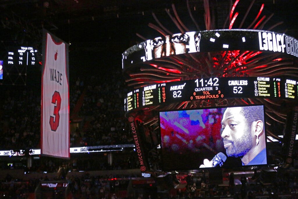 Video: Miami Heat Officially Retire Dwyane Wade's No. 3 Jersey at American  Airlines Arena - Heat Nation