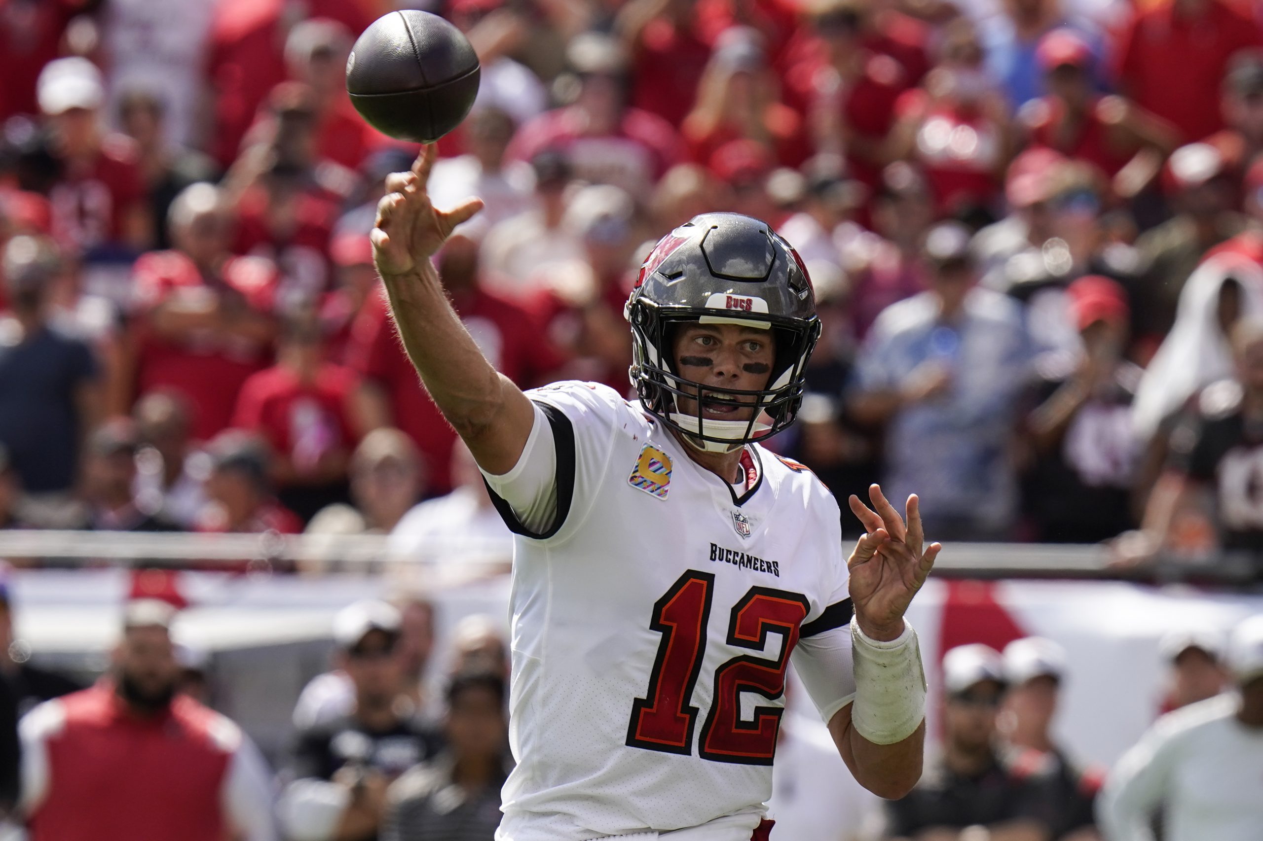 Olamide Zaccheaus of the Atlanta Falcons catches a pass while