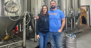 Former Gators lineman Jim Barrie (right) and his wife Brittney opened BarrieHaus Beer Co. in Ybor City in 2019.