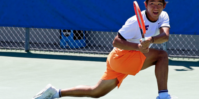 Sophomore Jeremy Jin is the Gators' top-ranked singles player entering the spring season. Photo: Lee Ann Anderson/WRUF